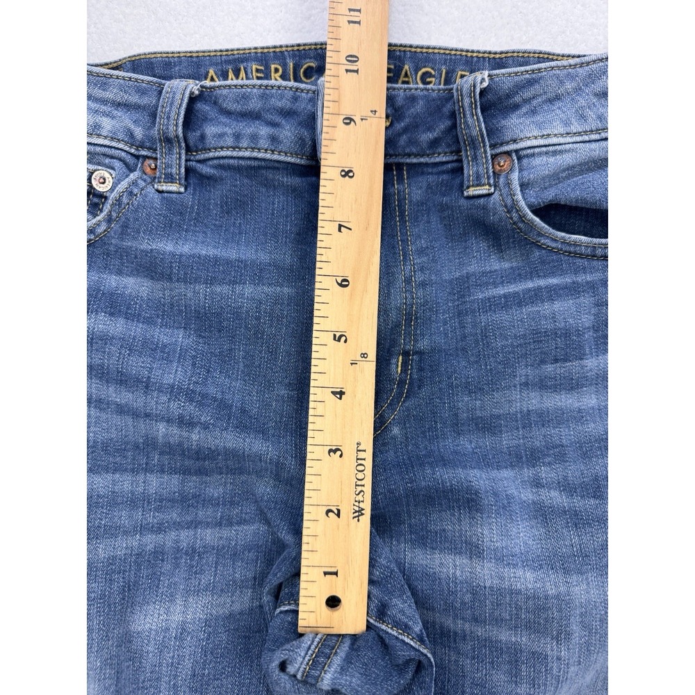American Eagle Jeans Men 32x32 Blue Straight Flex Whisker Distress Stretch Denim - Picture 6 of 9